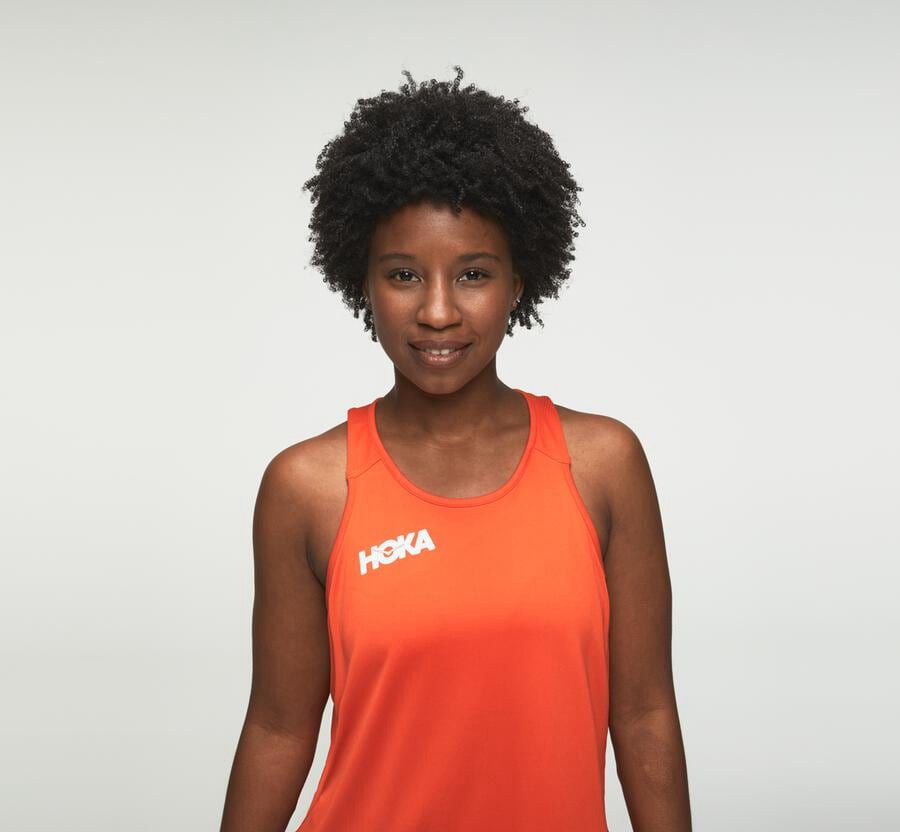 Hoka One One Top Kadın Turuncu - Performance Tank - SJ7124638